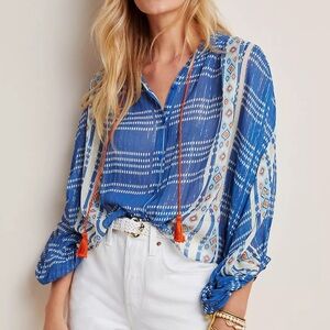 Verb by Pallavi Singhee Stephania Shimmer Peasant Blouse Small Anthropologie